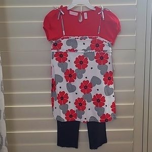 Kids Headquarters tunic/capri legging set size 5